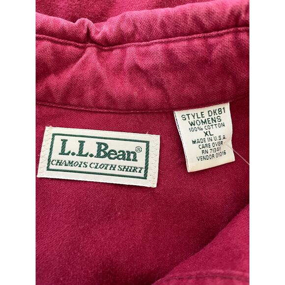 Vintage 90s L.L.Bean Chamois Cloth Shirt - Maroon, X-Large - Picture 4 of 5